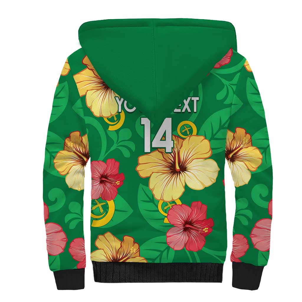 Custom Vanuatu Cricket Sherpa Hoodie 2024 Tropical Flowers Version