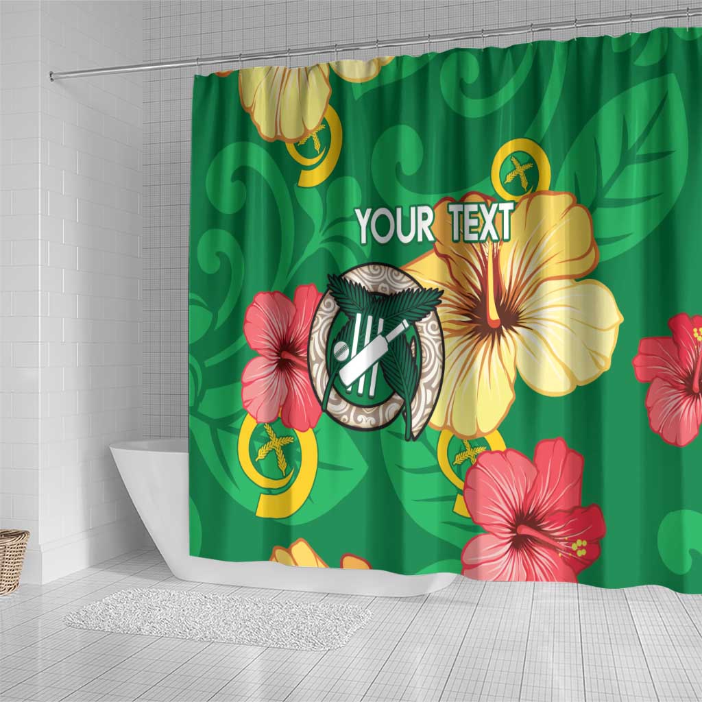 Custom Vanuatu Cricket Shower Curtain 2024 Tropical Flowers Version LT14 - Polynesian Pride