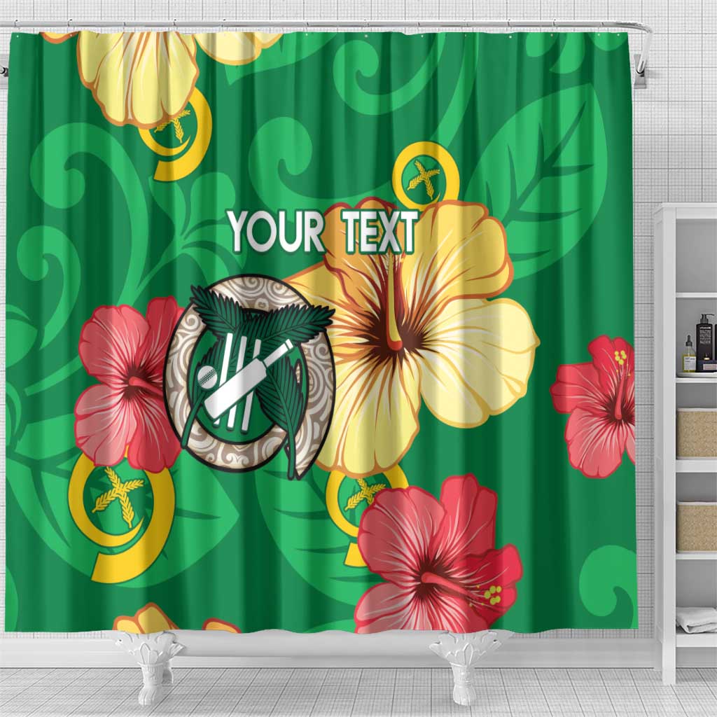 Custom Vanuatu Cricket Shower Curtain 2024 Tropical Flowers Version LT14 - Polynesian Pride