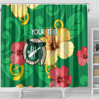 Custom Vanuatu Cricket Shower Curtain 2024 Tropical Flowers Version LT14 - Polynesian Pride
