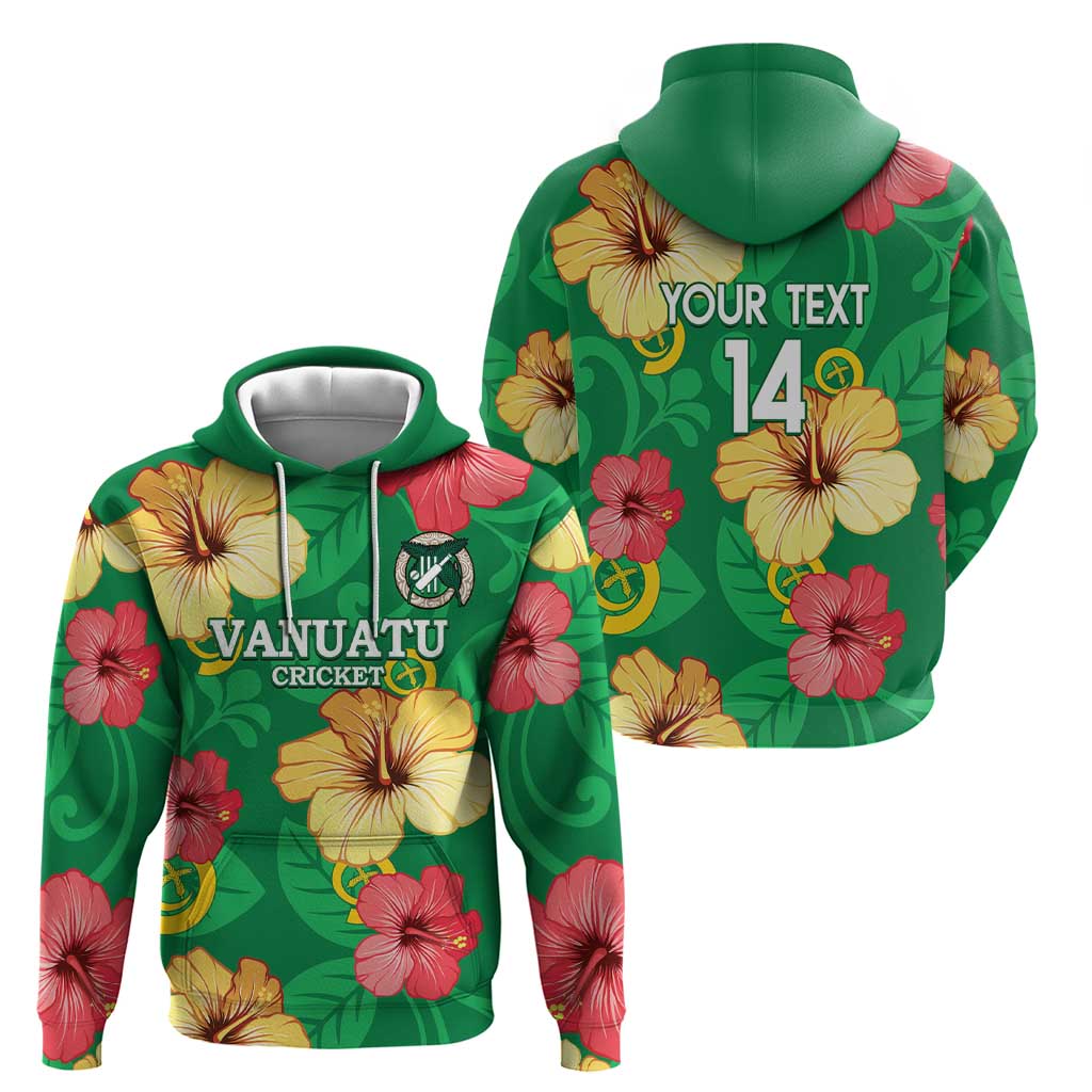 Custom Vanuatu Cricket Zip Hoodie 2024 Tropical Flowers Version