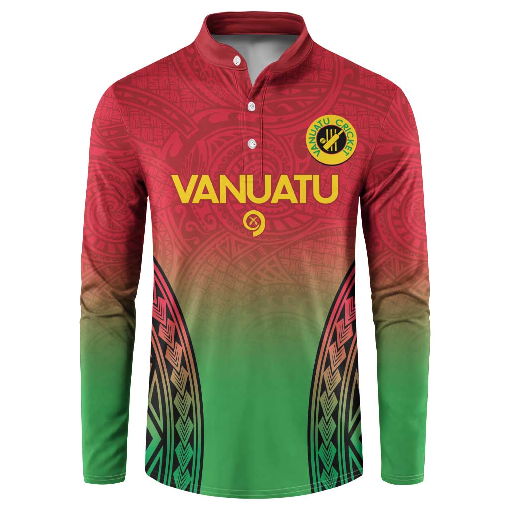 Custom Vanuatu Cricket Button Sweatshirt 2024 Polynesian Pattern Sporty Style LT14 Red - Polynesian Pride