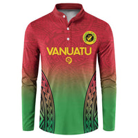 Custom Vanuatu Cricket Button Sweatshirt 2024 Polynesian Pattern Sporty Style LT14 Red - Polynesian Pride