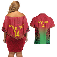 Custom Vanuatu Cricket Couples Matching Off Shoulder Short Dress and Hawaiian Shirt 2024 Polynesian Pattern Sporty Style