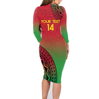 Custom Vanuatu Cricket Family Matching Long Sleeve Bodycon Dress and Hawaiian Shirt 2024 Polynesian Pattern Sporty Style
