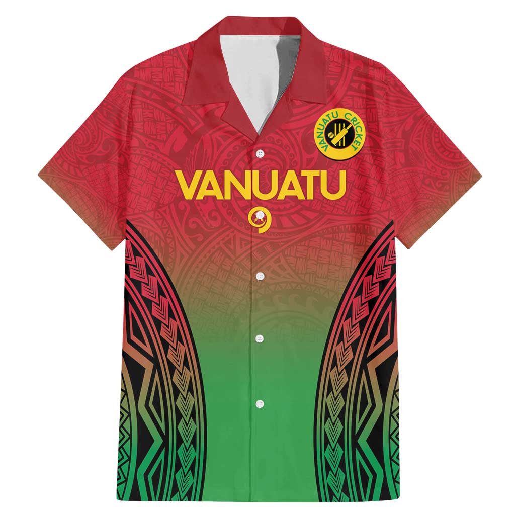 Custom Vanuatu Cricket Family Matching Mermaid Dress and Hawaiian Shirt 2024 Polynesian Pattern Sporty Style LT14 Dad's Shirt - Short Sleeve Red - Polynesian Pride