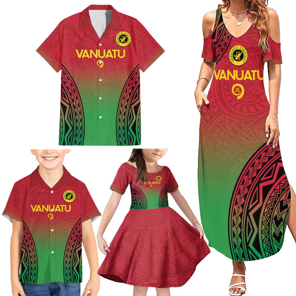 Custom Vanuatu Cricket Family Matching Summer Maxi Dress and Hawaiian Shirt 2024 Polynesian Pattern Sporty Style LT14 - Polynesian Pride
