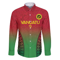 Custom Vanuatu Cricket Family Matching Summer Maxi Dress and Hawaiian Shirt 2024 Polynesian Pattern Sporty Style LT14 Dad's Shirt - Long Sleeve Red - Polynesian Pride