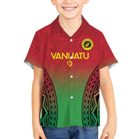 Custom Vanuatu Cricket Family Matching Summer Maxi Dress and Hawaiian Shirt 2024 Polynesian Pattern Sporty Style LT14 Son's Shirt Red - Polynesian Pride