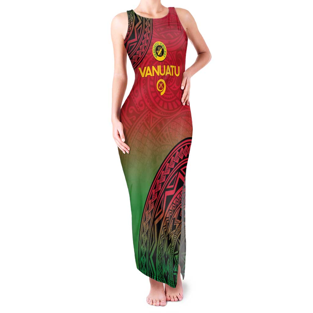 Custom Vanuatu Cricket Family Matching Tank Maxi Dress and Hawaiian Shirt 2024 Polynesian Pattern Sporty Style LT14 Mom's Dress Red - Polynesian Pride