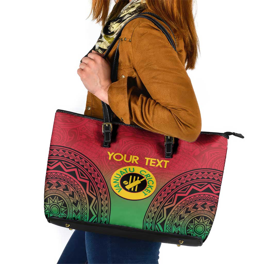 Custom Vanuatu Cricket Leather Tote Bag 2024 Polynesian Pattern Sporty Style LT14 Red - Polynesian Pride
