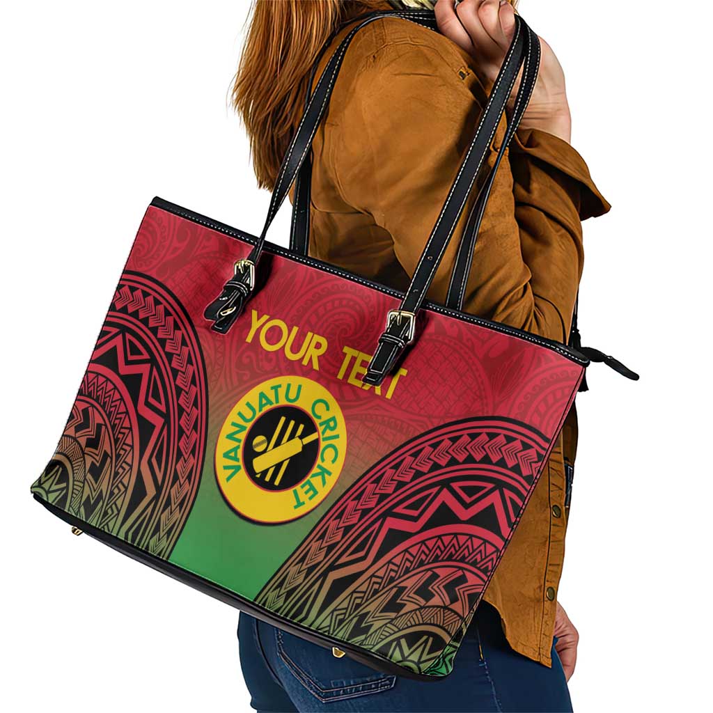 Custom Vanuatu Cricket Leather Tote Bag 2024 Polynesian Pattern Sporty Style LT14 - Polynesian Pride