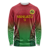 Custom Vanuatu Cricket Long Sleeve Shirt 2024 Polynesian Pattern Sporty Style LT14 Unisex Red - Polynesian Pride