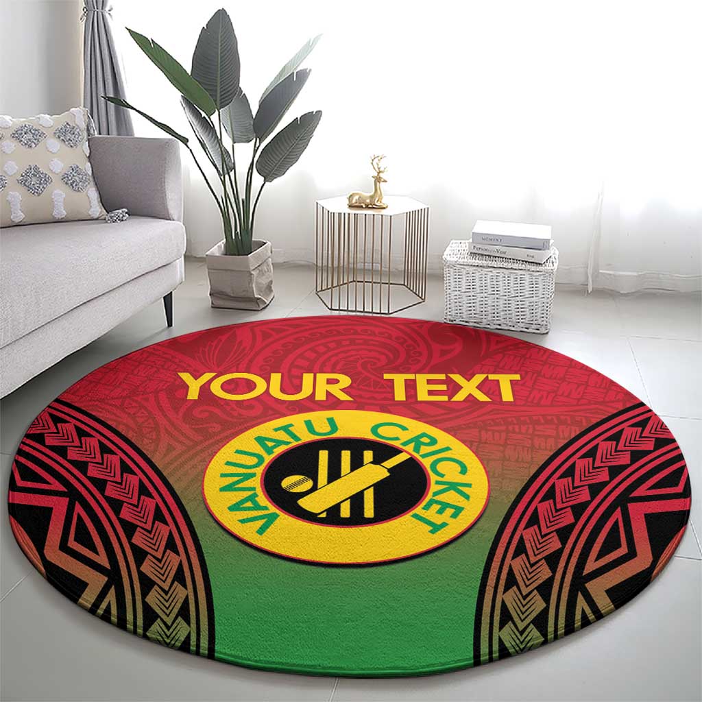 Custom Vanuatu Cricket Round Carpet 2024 Polynesian Pattern Sporty Style