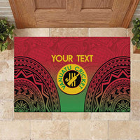 Custom Vanuatu Cricket Rubber Doormat 2024 Polynesian Pattern Sporty Style LT14 Red - Polynesian Pride