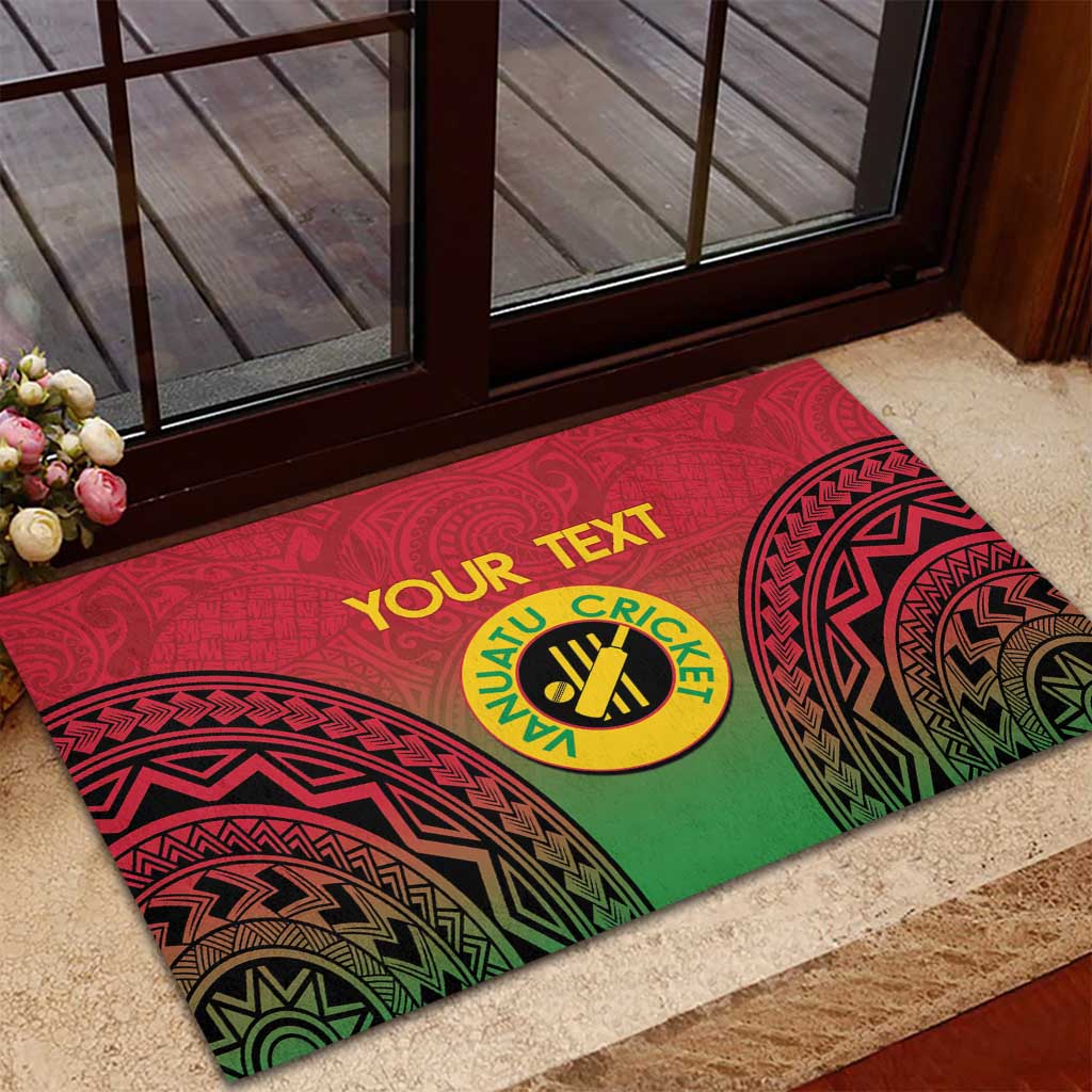 Custom Vanuatu Cricket Rubber Doormat 2024 Polynesian Pattern Sporty Style LT14 - Polynesian Pride