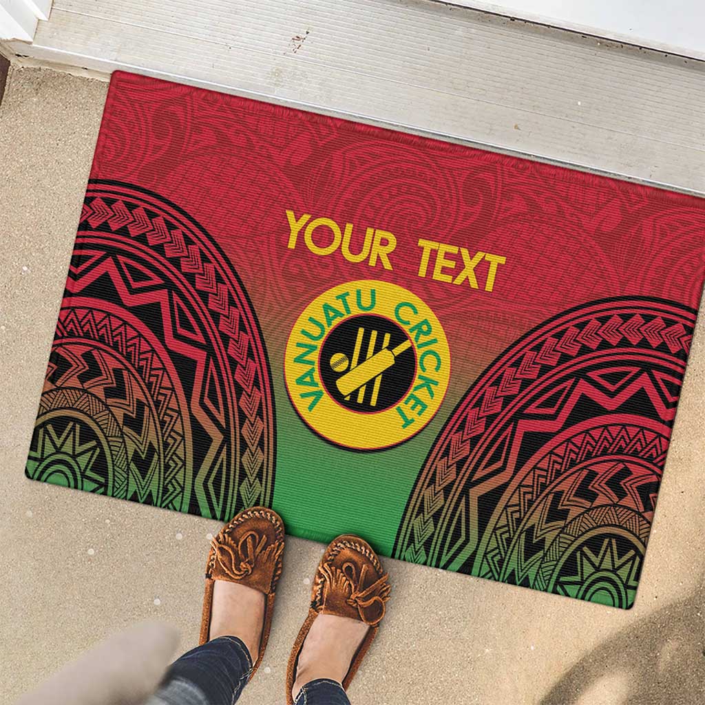 Custom Vanuatu Cricket Rubber Doormat 2024 Polynesian Pattern Sporty Style LT14 - Polynesian Pride