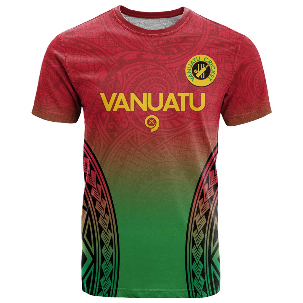 Custom Vanuatu Cricket T Shirt 2024 Polynesian Pattern Sporty Style LT14 Red - Polynesian Pride