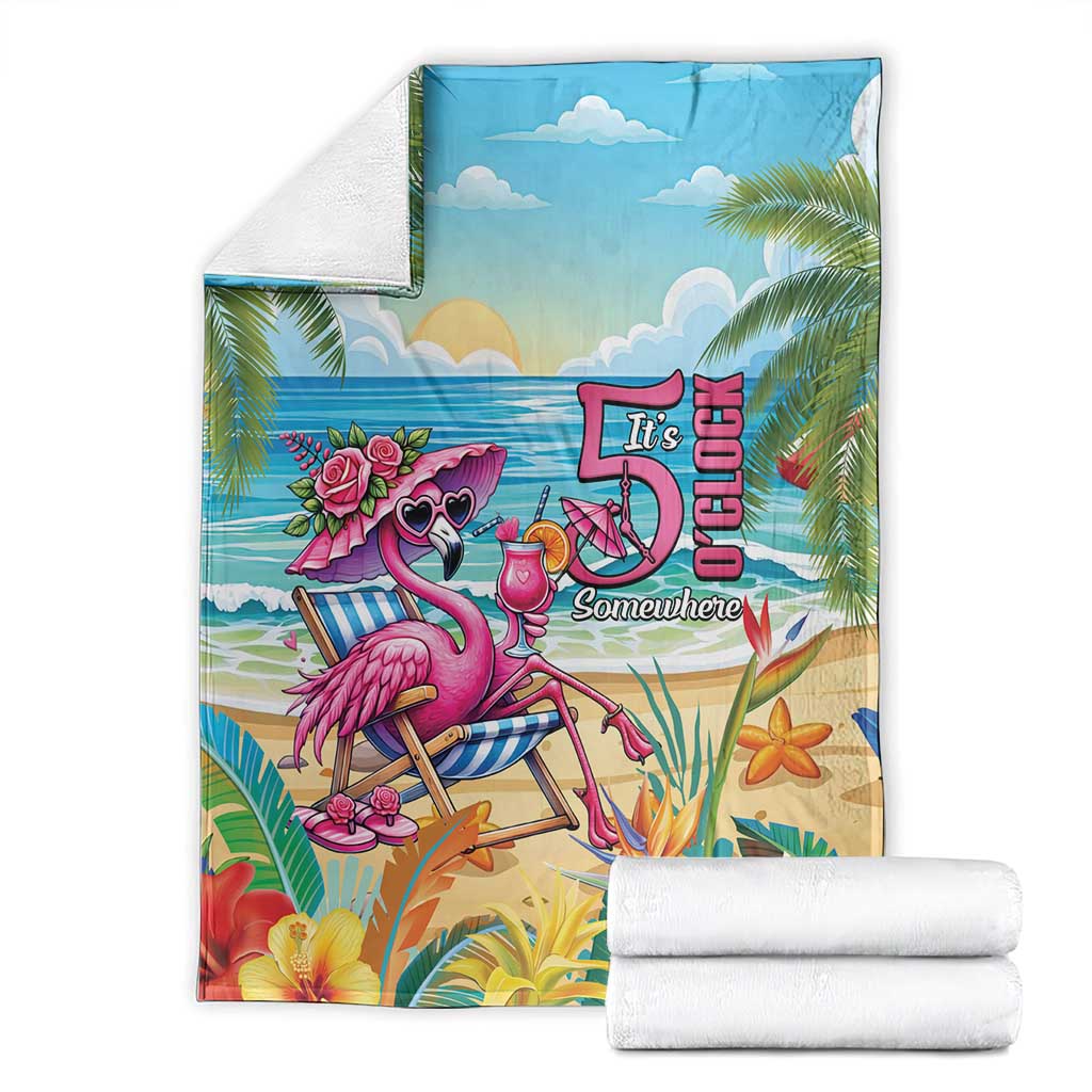 Flamingo Aloha Hawaii Blanket It's 5 OClock Somewhere Tropical Vibes LT14 - Polynesian Pride