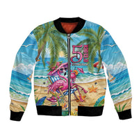 Flamingo Aloha Hawaii Bomber Jacket It's 5 O’Clock Somewhere Tropical Vibes - Polynesian Pride