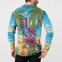 Flamingo Aloha Hawaii Button Sweatshirt It's 5 O’Clock Somewhere Tropical Vibes - Polynesian Pride