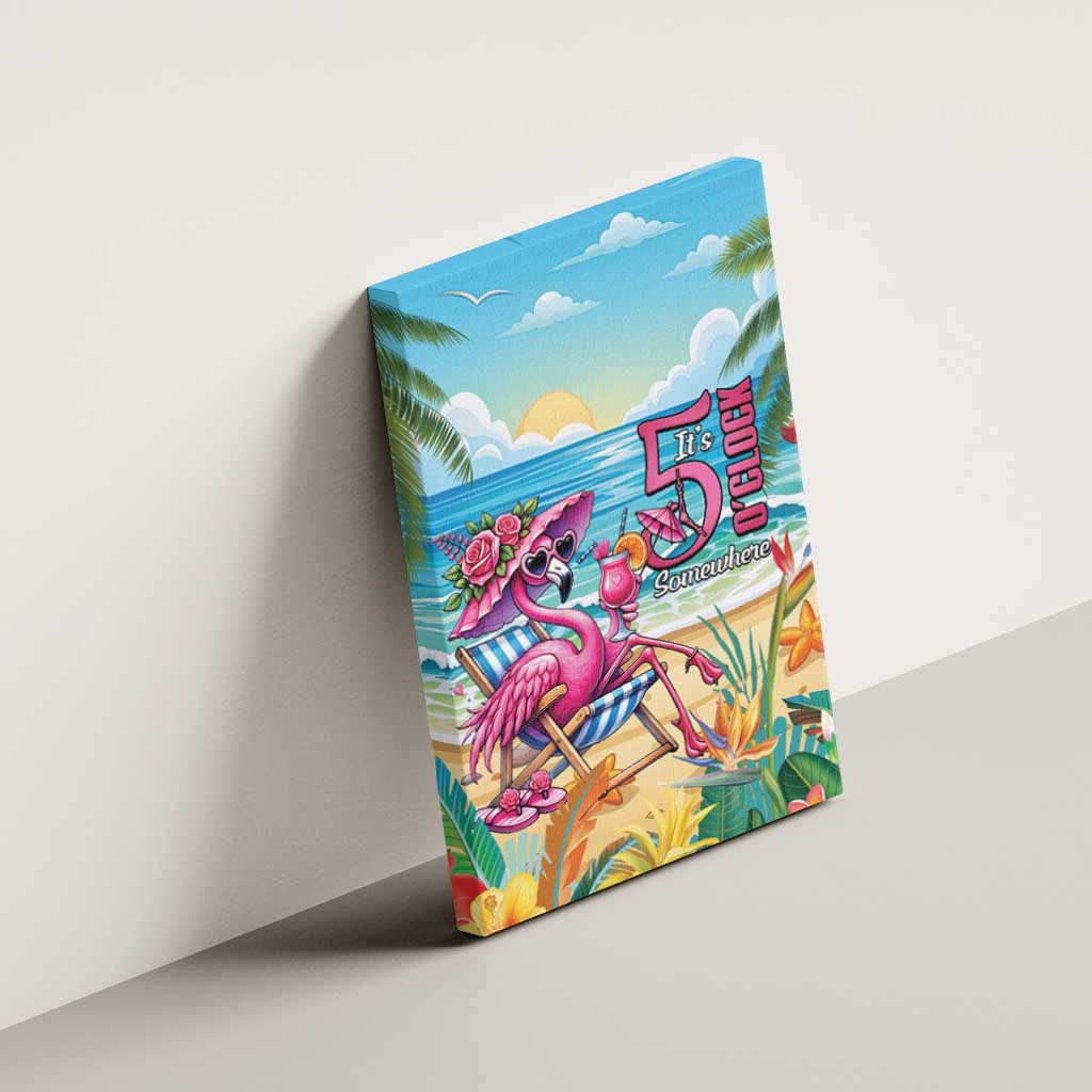 Flamingo Aloha Hawaii Canvas Wall Art It's 5 O’Clock Somewhere Tropical Vibes - Polynesian Pride