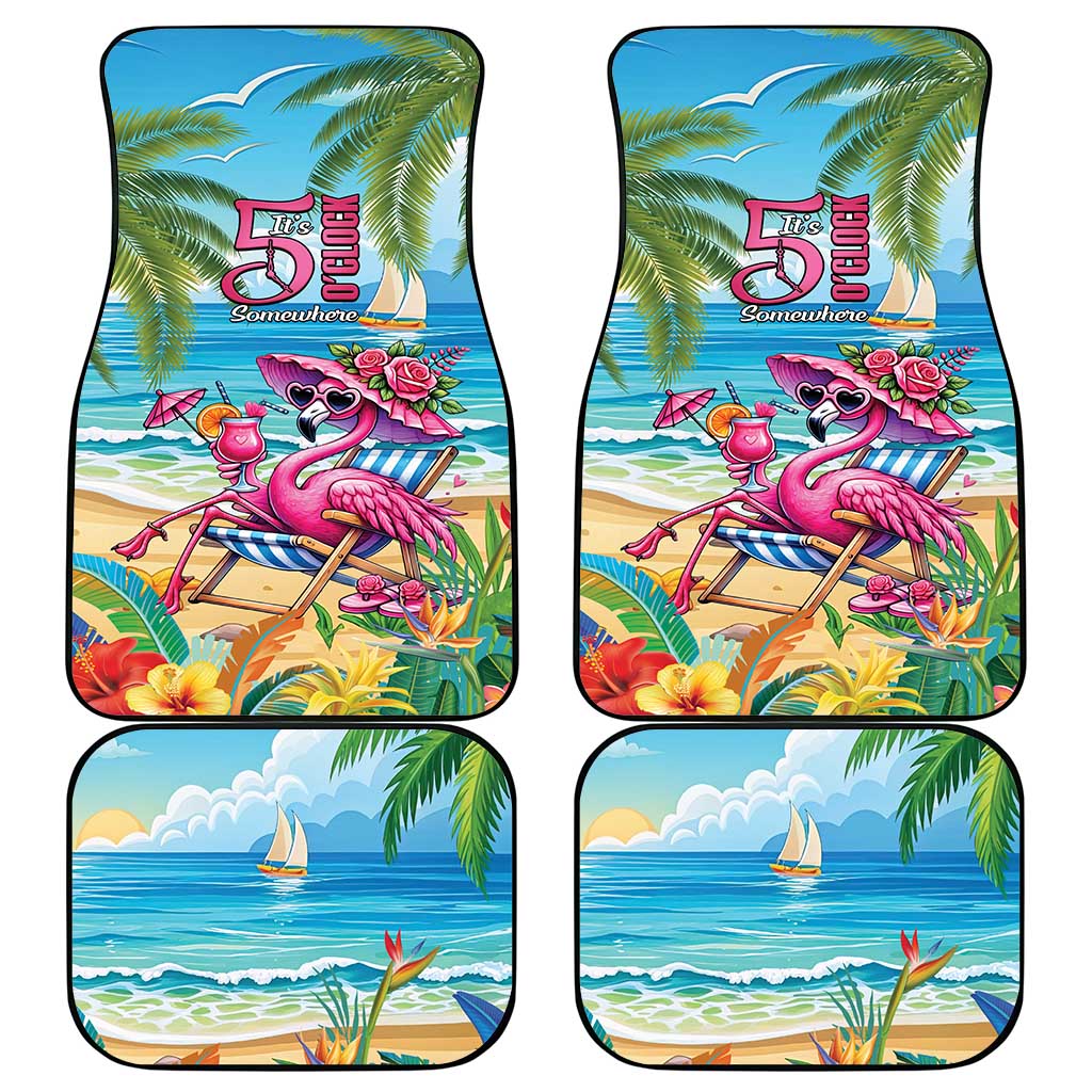 Flamingo Aloha Hawaii Car Mats It's 5 O’Clock Somewhere Tropical Vibes - Polynesian Pride