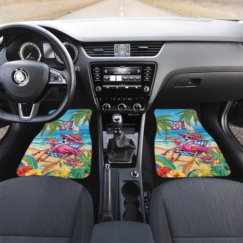 Flamingo Aloha Hawaii Car Mats It's 5 O’Clock Somewhere Tropical Vibes - Polynesian Pride