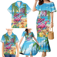 Flamingo Aloha Hawaii Family Matching Mermaid Dress and Hawaiian Shirt It's 5 O’Clock Somewhere Tropical Vibes - Polynesian Pride