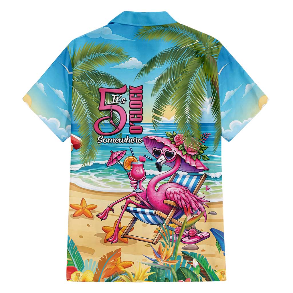 Flamingo Aloha Hawaii Family Matching Puletasi and Hawaiian Shirt It's 5 O’Clock Somewhere Tropical Vibes - Polynesian Pride