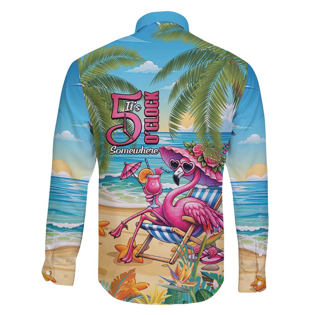 Flamingo Aloha Hawaii Family Matching Short Sleeve Bodycon Dress and Hawaiian Shirt It's 5 O’Clock Somewhere Tropical Vibes - Polynesian Pride