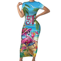 Flamingo Aloha Hawaii Family Matching Short Sleeve Bodycon Dress and Hawaiian Shirt It's 5 O’Clock Somewhere Tropical Vibes - Polynesian Pride