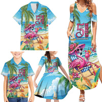 Flamingo Aloha Hawaii Family Matching Summer Maxi Dress and Hawaiian Shirt It's 5 O’Clock Somewhere Tropical Vibes - Polynesian Pride