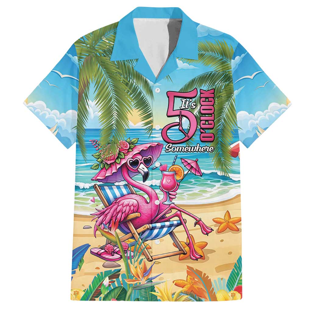 Flamingo Aloha Hawaii Family Matching Summer Maxi Dress and Hawaiian Shirt It's 5 O’Clock Somewhere Tropical Vibes - Polynesian Pride