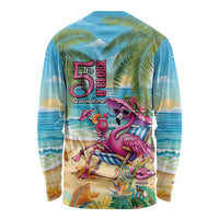 Flamingo Aloha Hawaii Long Sleeve Shirt It's 5 O’Clock Somewhere Tropical Vibes - Polynesian Pride