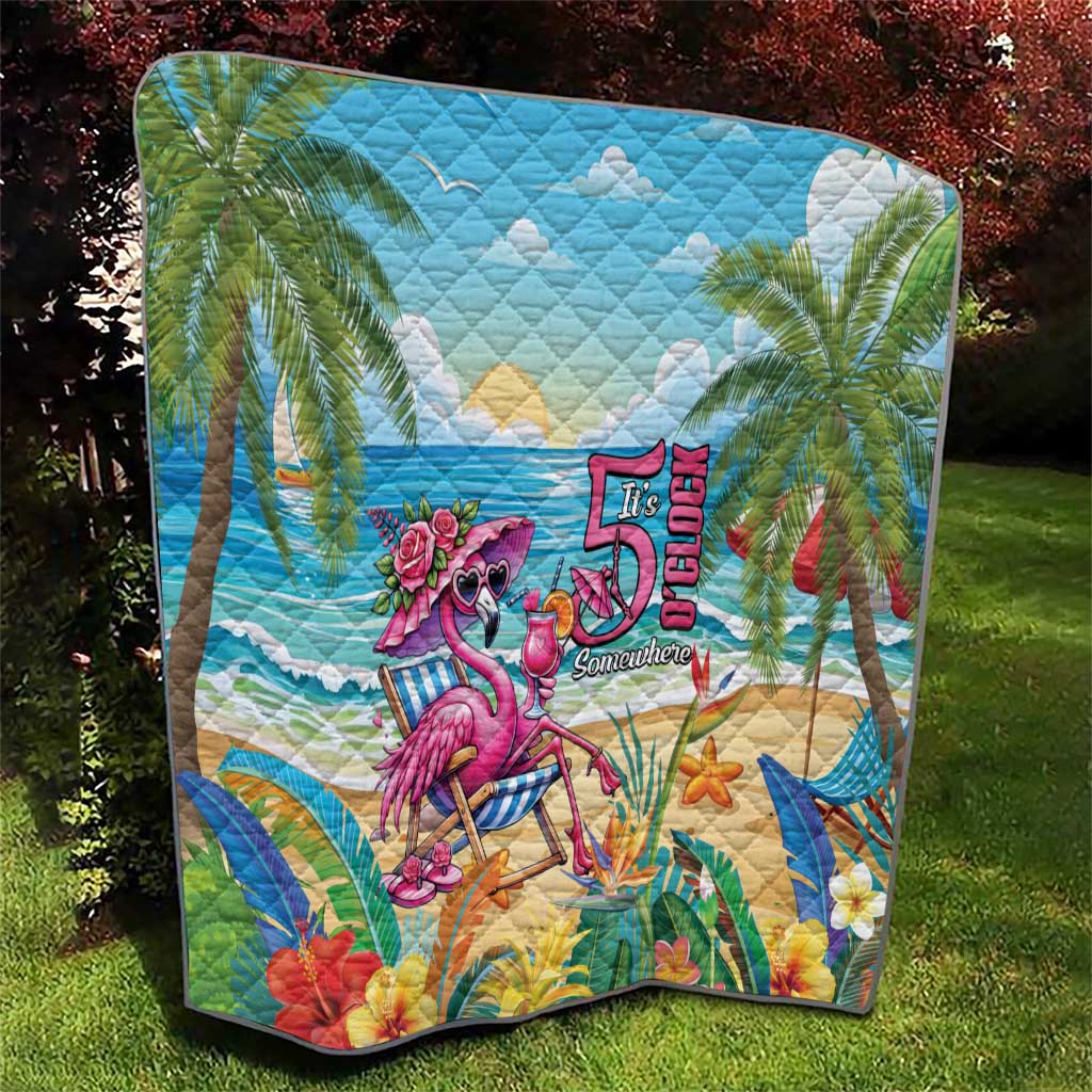 Flamingo Aloha Hawaii Quilt It's 5 O’Clock Somewhere Tropical Vibes - Polynesian Pride