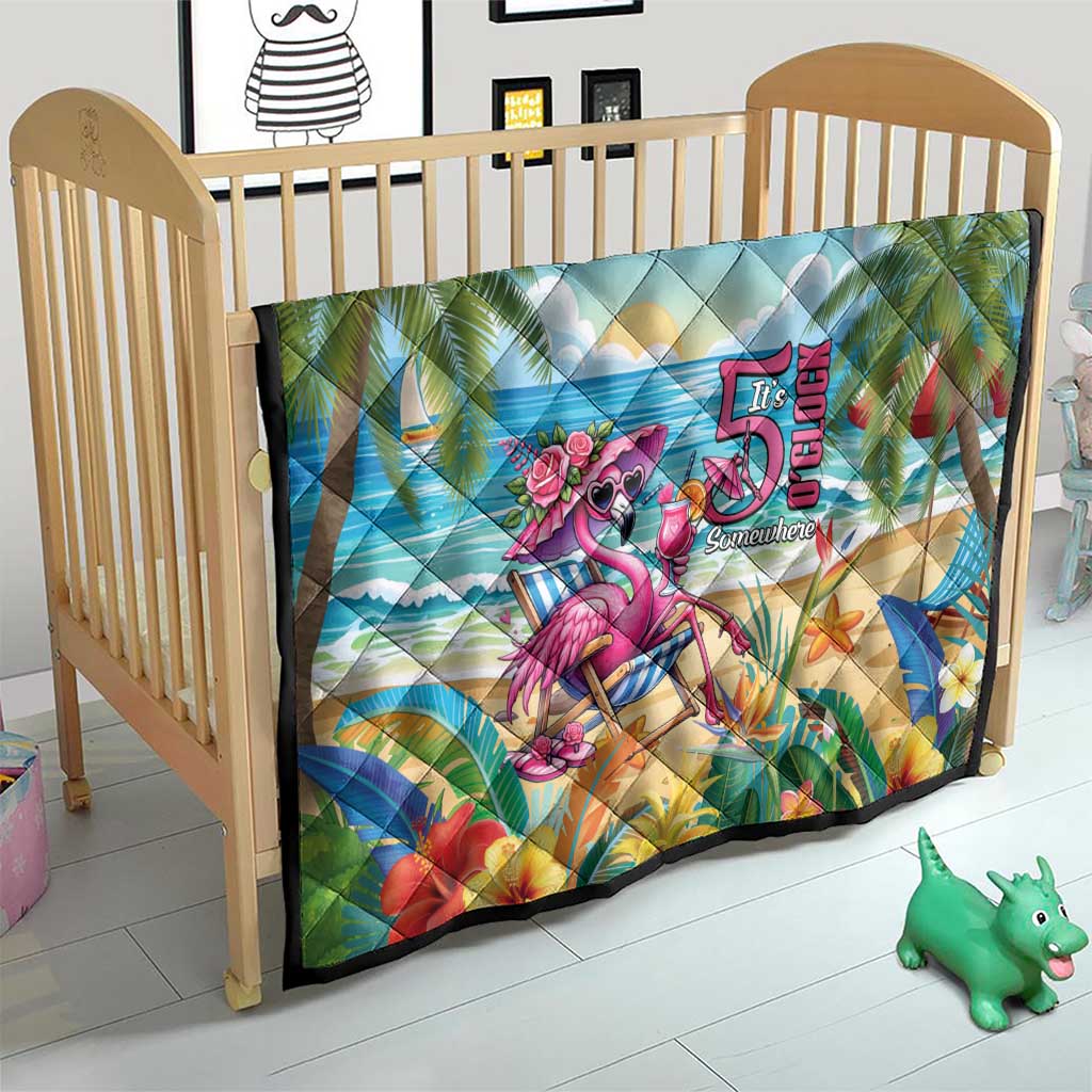 Flamingo Aloha Hawaii Quilt It's 5 O’Clock Somewhere Tropical Vibes - Polynesian Pride
