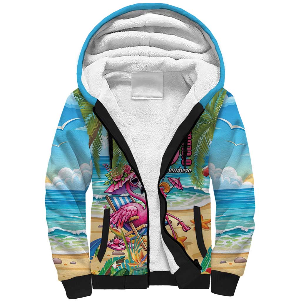 Flamingo Aloha Hawaii Sherpa Hoodie It's 5 O’Clock Somewhere Tropical Vibes - Polynesian Pride