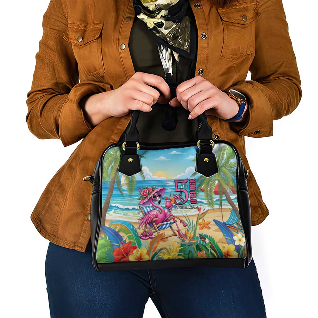 Flamingo Aloha Hawaii Shoulder Handbag It's 5 OClock Somewhere Tropical Vibes LT14 - Polynesian Pride