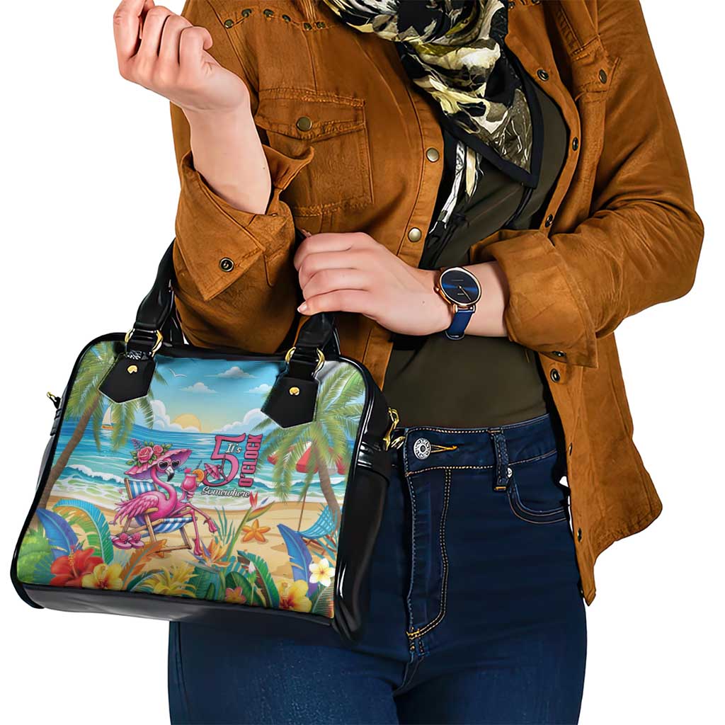 Flamingo Aloha Hawaii Shoulder Handbag It's 5 OClock Somewhere Tropical Vibes LT14 - Polynesian Pride
