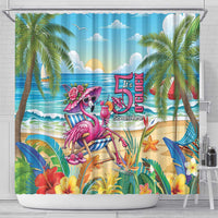 Flamingo Aloha Hawaii Shower Curtain It's 5 O’Clock Somewhere Tropical Vibes - Polynesian Pride