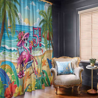 Flamingo Aloha Hawaii Window Curtain It's 5 OClock Somewhere Tropical Vibes LT14 - Polynesian Pride