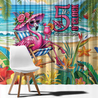 Flamingo Aloha Hawaii Window Curtain It's 5 OClock Somewhere Tropical Vibes LT14 - Polynesian Pride