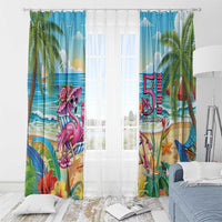 Flamingo Aloha Hawaii Window Curtain It's 5 OClock Somewhere Tropical Vibes LT14 - Polynesian Pride