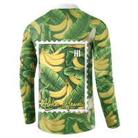 Aloha Hawaii Maia Button Sweatshirt Hawaiian Banana Stylized Stamp LT14 - Polynesian Pride