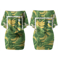 Aloha Hawaii Maia Couples Matching Off Shoulder Short Dress and Long Sleeve Button Shirt Hawaiian Banana Stylized Stamp LT14 - Polynesian Pride