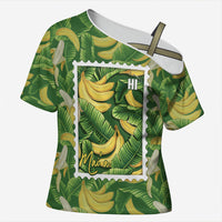 Aloha Hawaii Maia Cross Shoulder Shirt Hawaiian Banana Stylized Stamp LT14 Female Green - Polynesian Pride