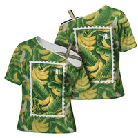 Aloha Hawaii Maia Cross Shoulder Shirt Hawaiian Banana Stylized Stamp LT14 - Polynesian Pride