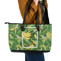 Aloha Hawaii Maia Leather Tote Bag Hawaiian Banana Stylized Stamp LT14 - Polynesian Pride
