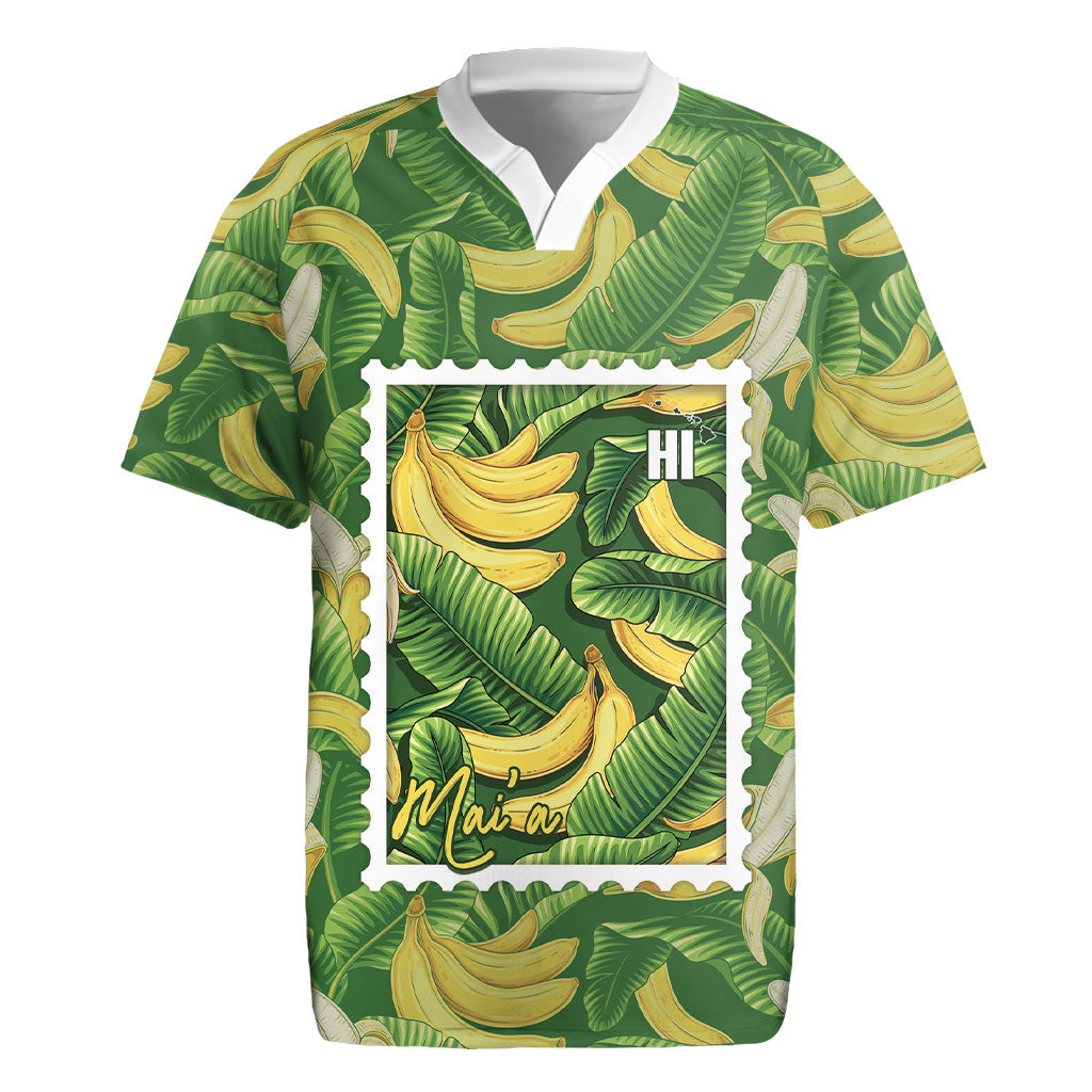 Aloha Hawaii Maia Rugby Jersey Hawaiian Banana Stylized Stamp